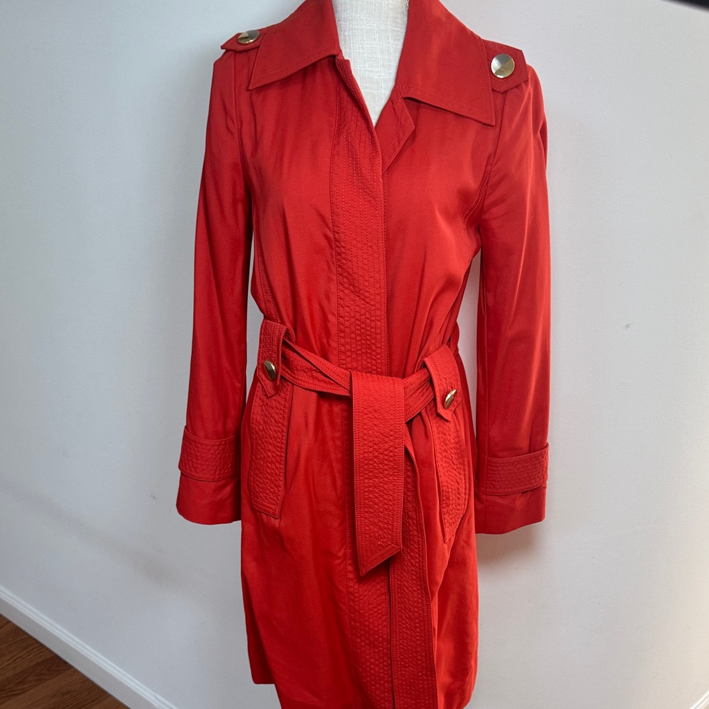 Marc By Marc Jacobs Red Women's Trench Coat With Belt Size M